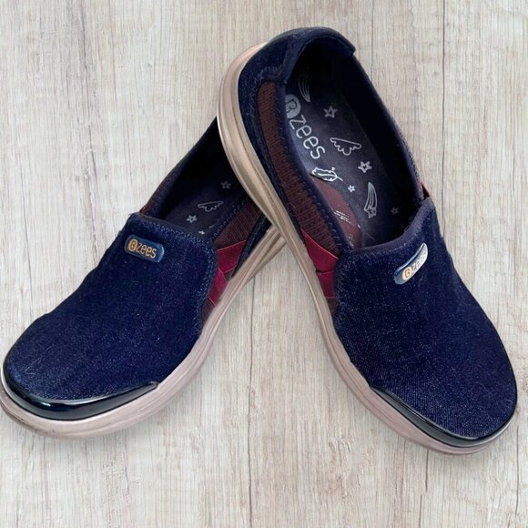 Bzees Shoes - BZEES Cruise Slip On Comfort Lightweight Sneakers Navy Denim Blue Gray Womens 7